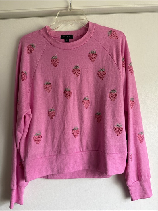 Wildfox Sweaters - Wildfox Strawberry Bridget Rhinestone Sweater‎ in pink L